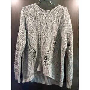 RD style distressed cable sweater size large